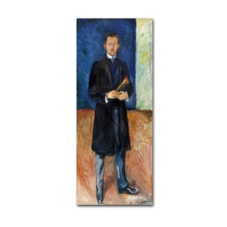 Edvard Munch 'Self Portrait With Brushes' Canvas Art,20x47